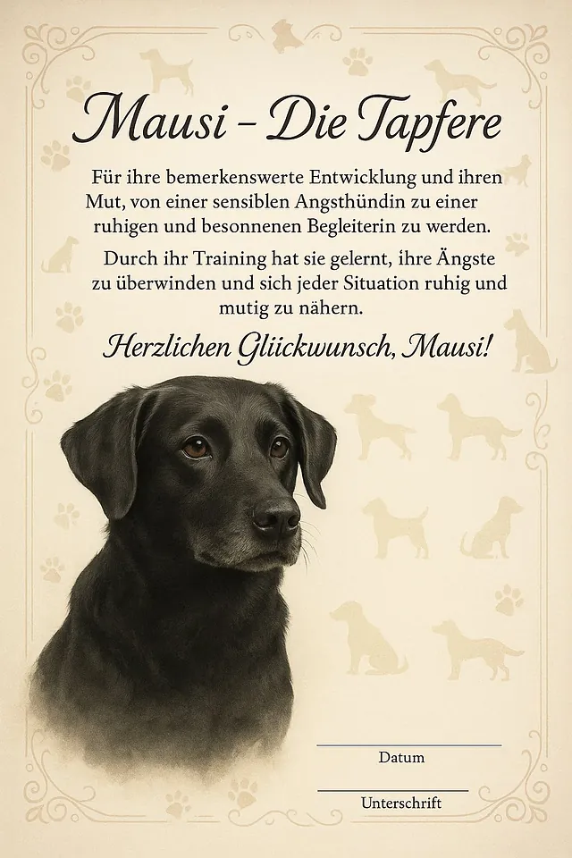 Hunde Urkunde Mausi